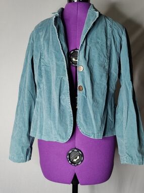 bill blass Teal Corduroy Two-Button Blazer